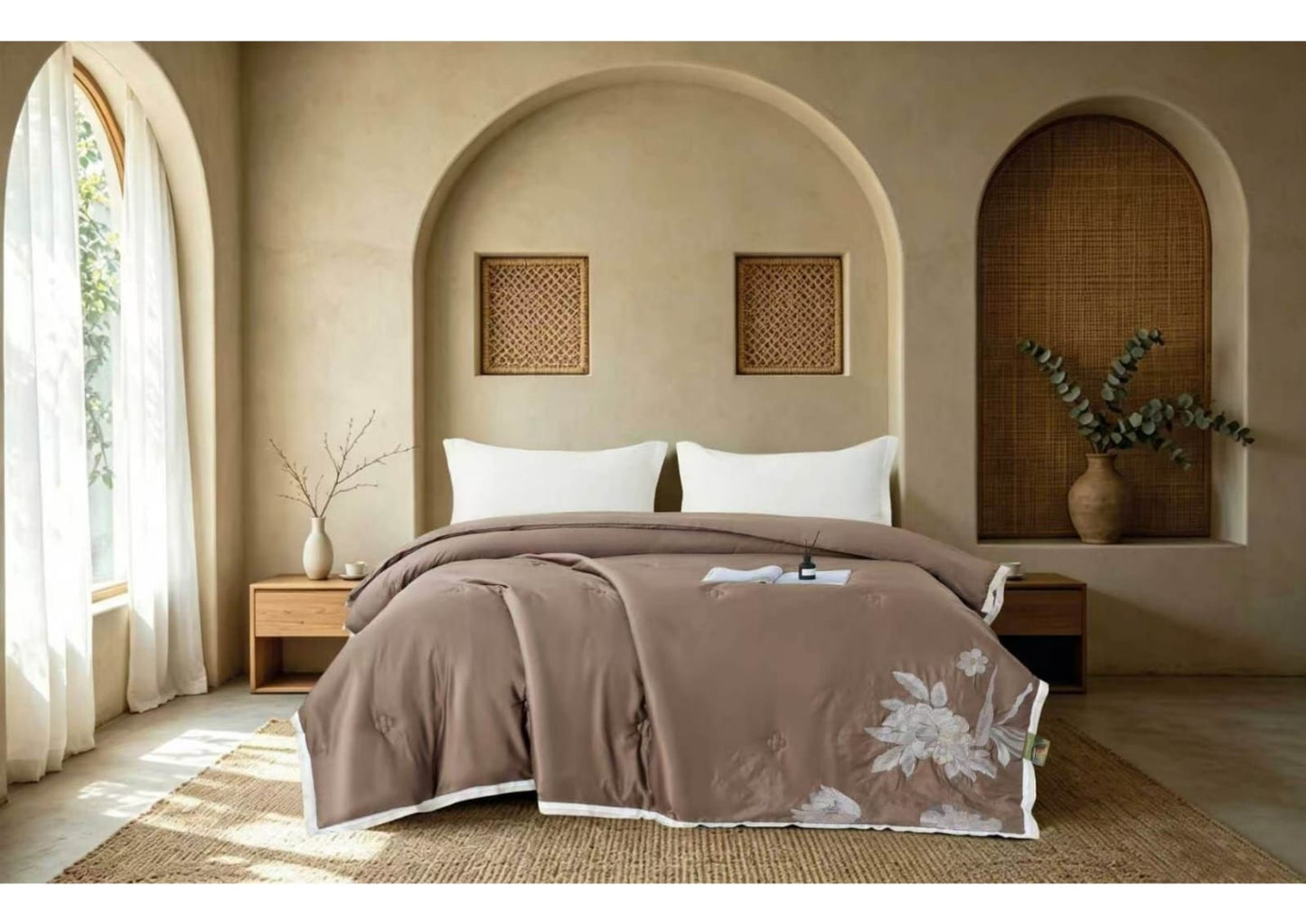 Elegant Cabbana Royale premium embroidered cotton comforter by The Gharnish, featuring intricate designs on soft, high-quality fabric.