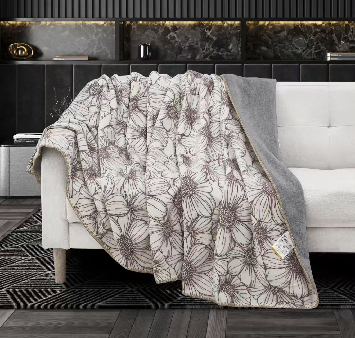 Lightweight blanket from The Gharnish Premium AC collection, soft and cozy with a smooth fabric finish.