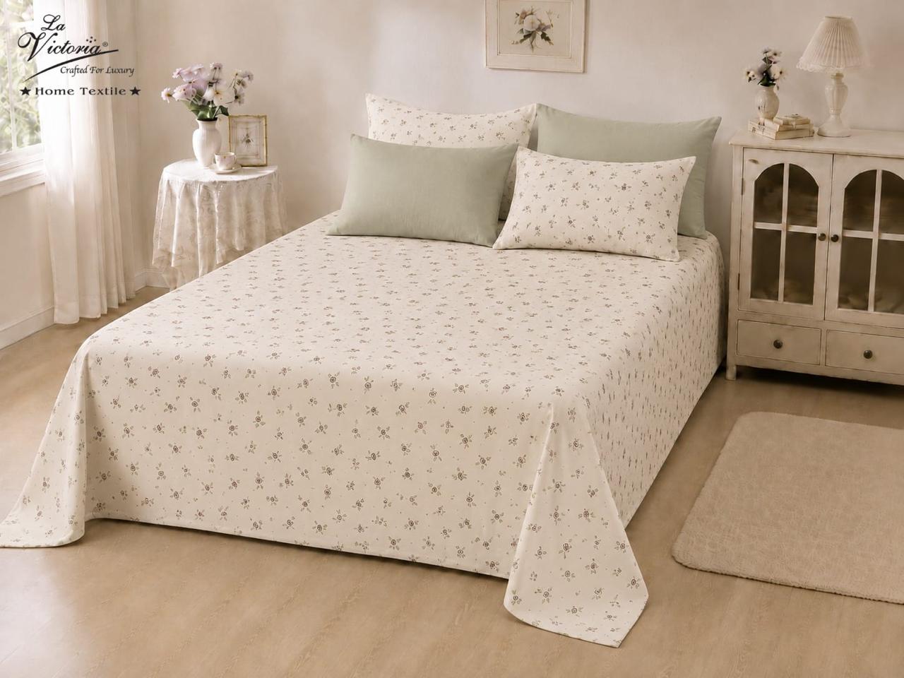 Luxury cotton-feel king size bedsheet set from The Gharnish with a stylish bedding design, perfect for a comfortable bedroom upgrade.