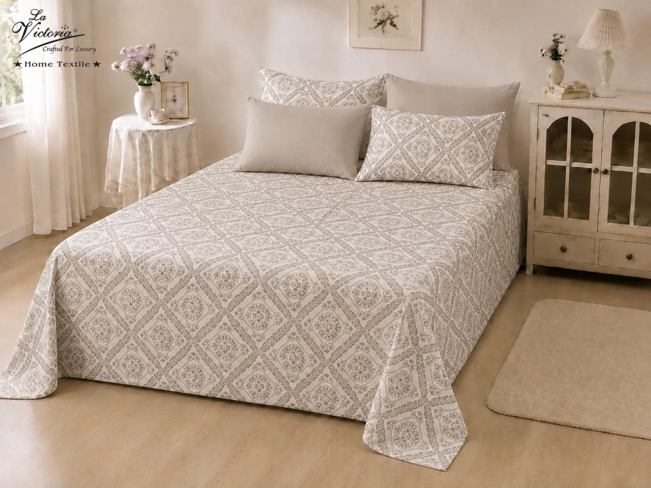 Luxury cotton-feel king size bedsheet set by The Gharnish, featuring a soft, elegant bedding design for a comfortable sleep.
