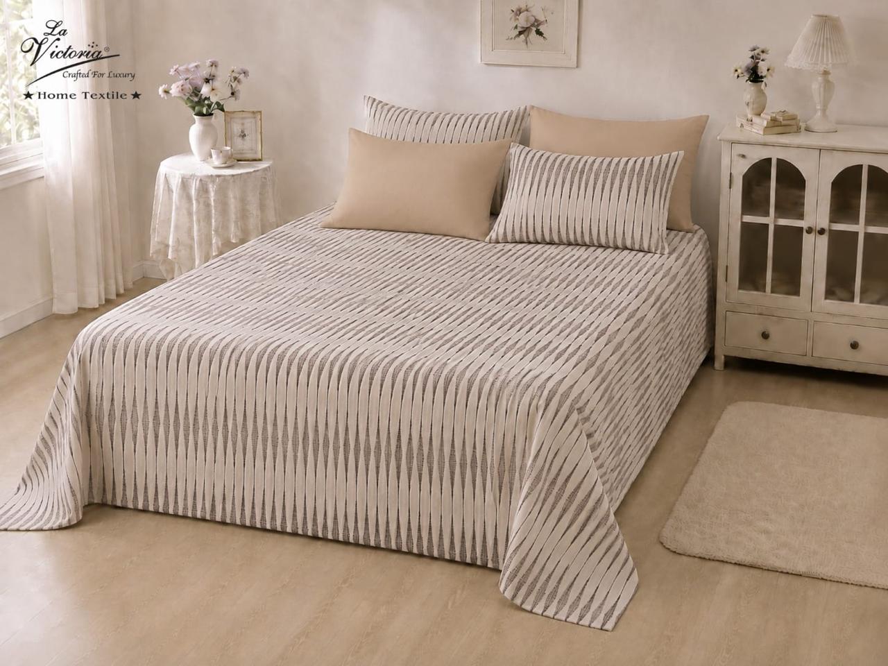 Luxurious cotton-feel king size bedsheet set by The Gharnish, featuring elegant bedding with a soft, high-quality fabric appearance.