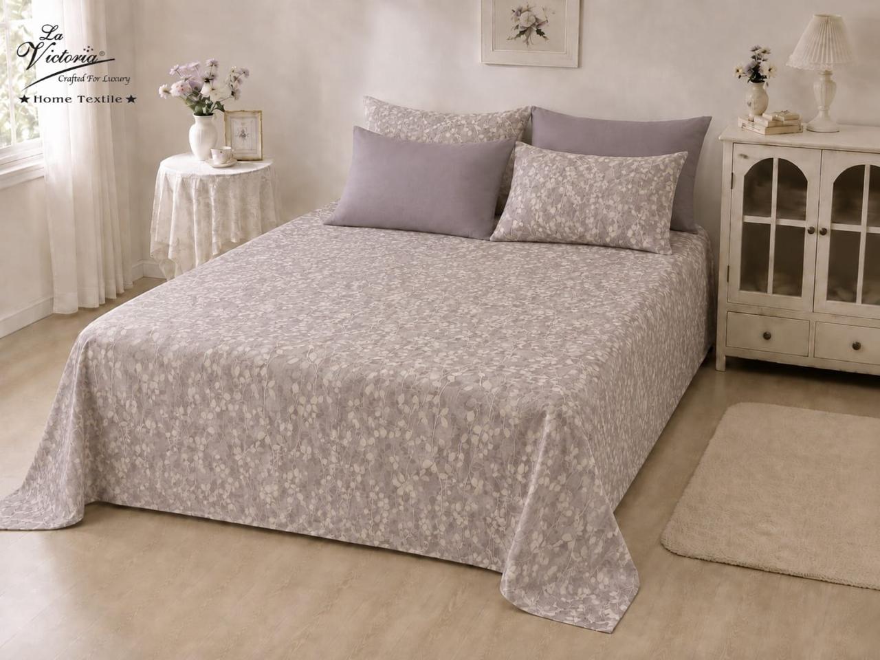 Luxury cotton-feel king size bedsheet set from The Gharnish, featuring a soft, elegant bedding design with matching pillowcases.