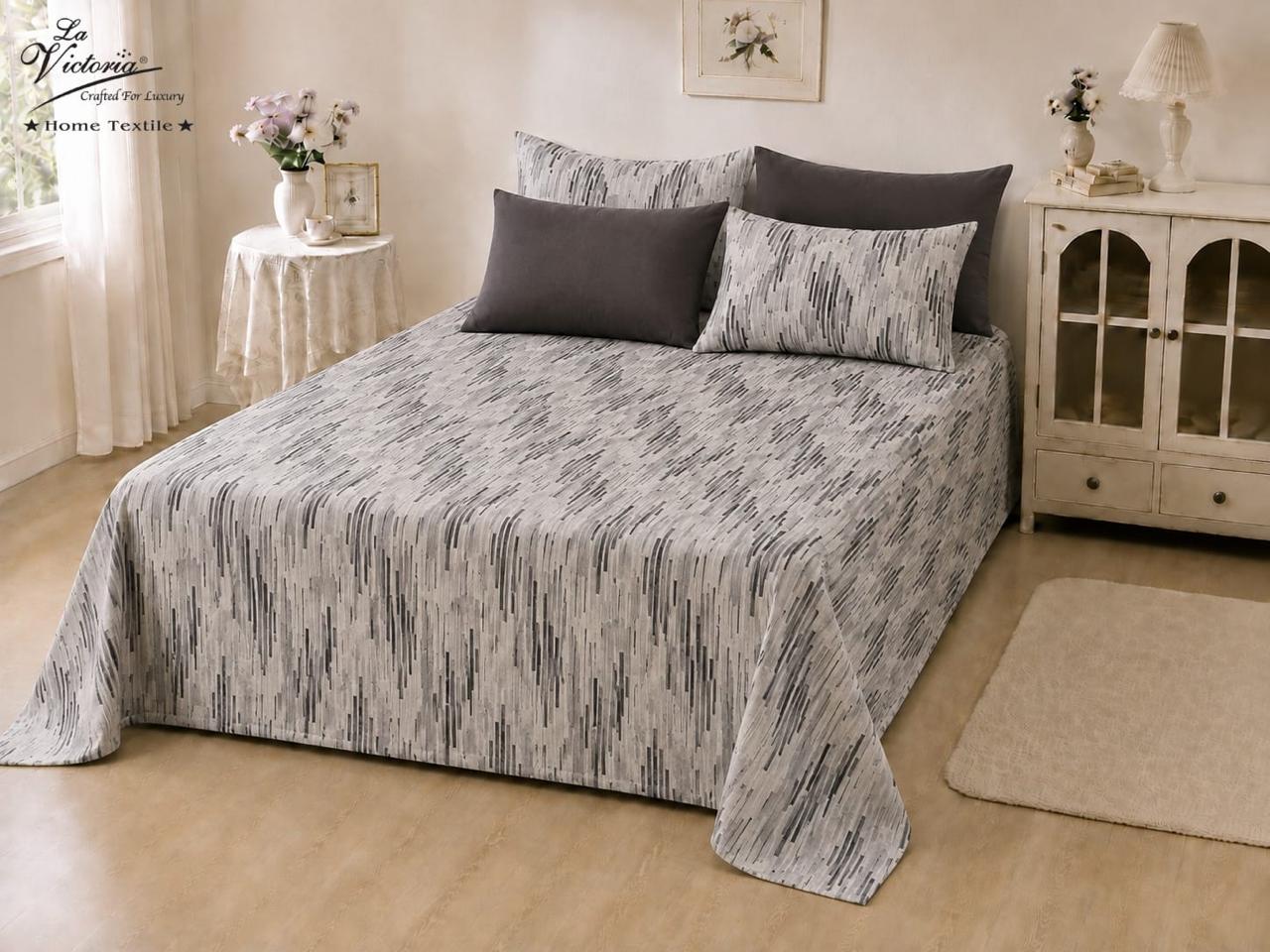 Luxury cotton-feel king size bedsheet set from The Gharnish, featuring a soft, elegant bedding design for a comfortable sleep.