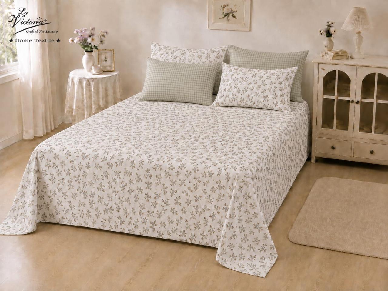 Luxury cotton-feel king size bedsheet set from The Gharnish, featuring a plush bedding design with matching pillowcases.