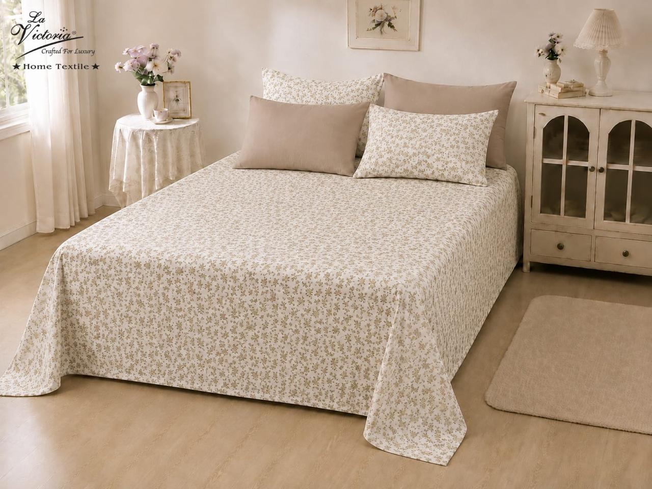 Luxury cotton-feel king size bedsheet set from The Gharnish with a stylish bedding design, perfect for a comfortable bedroom.