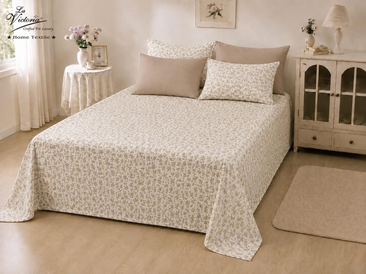 Luxury cotton-feel king size bedsheet set from The Gharnish with a stylish bedding design, perfect for a comfortable bedroom.