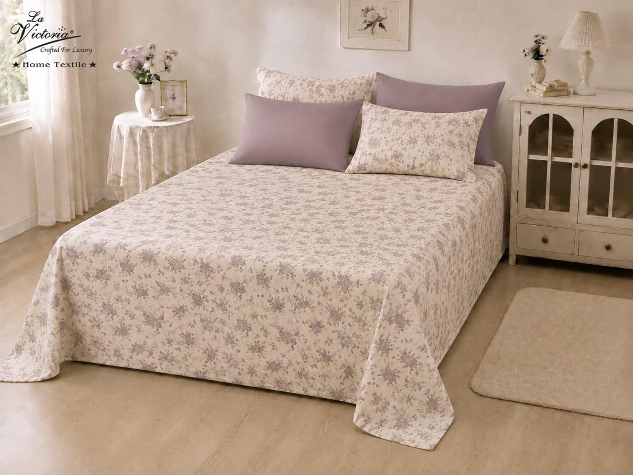 Luxurious cotton-feel king size bedsheet set by The Gharnish with intricate patterns and soft fabric for comfortable bedding.