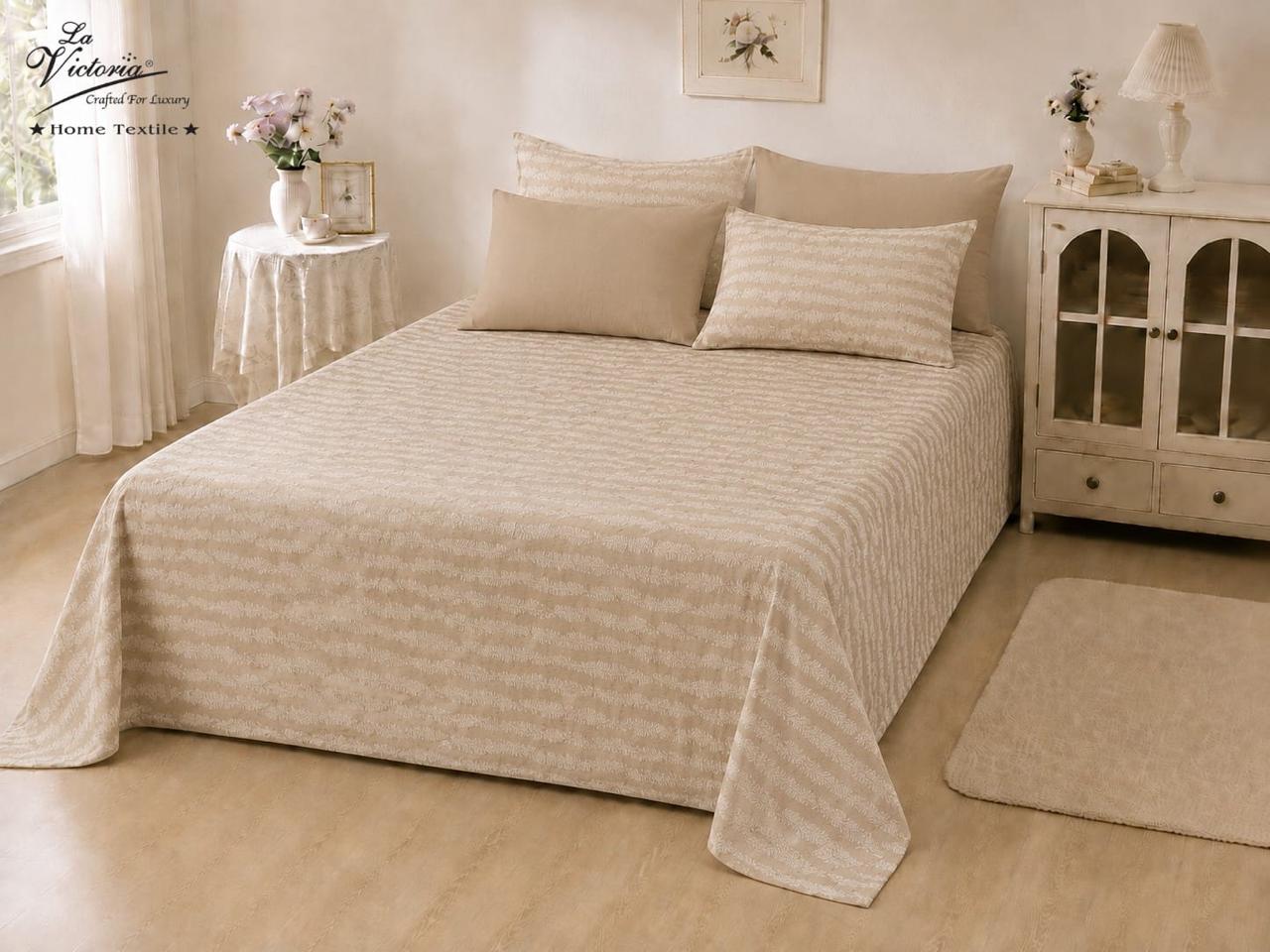 Luxury cotton-feel king size bedsheet set from The Gharnish, featuring a stylish design for comfortable bedding.