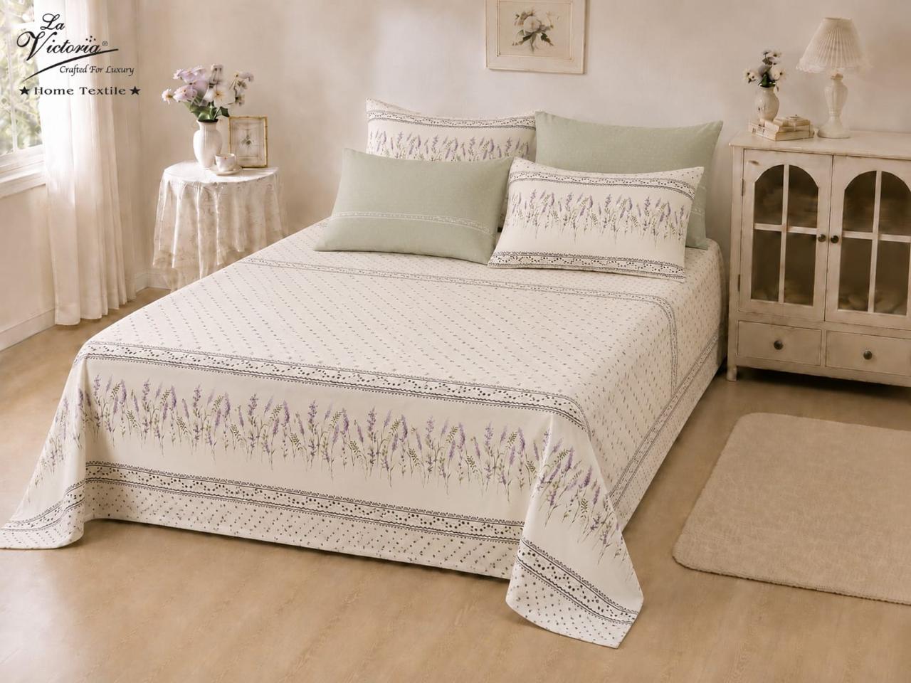 Luxury cotton-feel king size bedsheet set from The Gharnish, featuring a soft, elegant bedding design for a comfortable sleep.