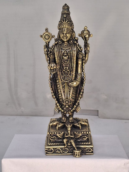 Antique Brass Venkateshwar Lord Balaji Idol – Handcrafted Standing Balaji Statue for Home Décor & Puja