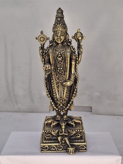 Antique Brass Venkateshwar Lord Balaji Idol – Handcrafted Standing Balaji Statue for Home Décor & Puja