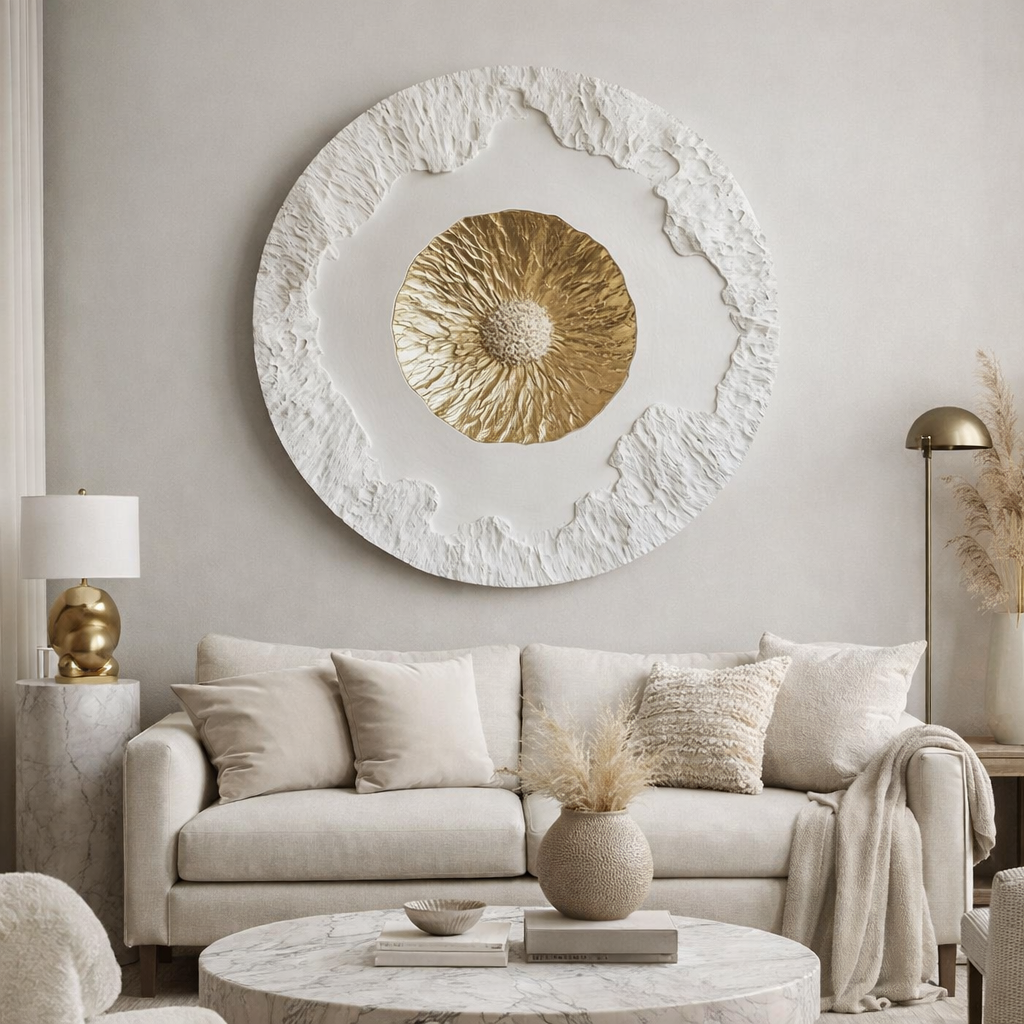 White and Gold Decorative Organic Core Panel - The Gharnish - A Unit of Satkala Creations