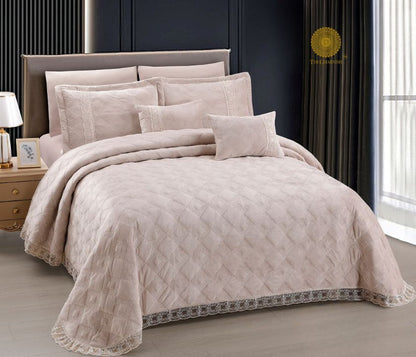 Experience luxurious comfort with the Bancroft Premium Quilted Bedding Set. This premium set features a beautifully quilted design, providing both style and warmth. Made with high-quality materials, it guarantees durability and softness for a restful sleep. Upgrade your bedding experience with Bancroft.