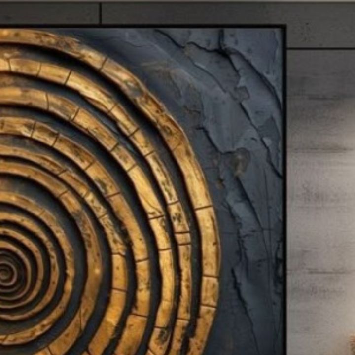 “Golden Spiral Textured Wall Art | Modern Abstract 3D Wooden Panel” - The Gharnish - A Unit of Satkala Creations