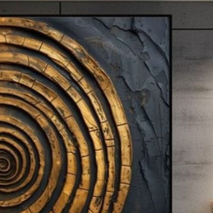 “Golden Spiral Textured Wall Art | Modern Abstract 3D Wooden Panel” - The Gharnish - A Unit of Satkala Creations