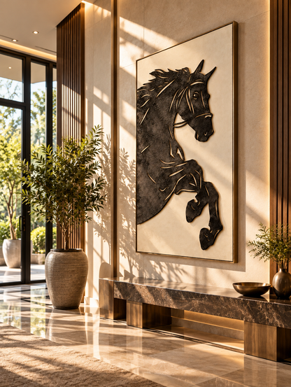 Horse wooden textured wall art
