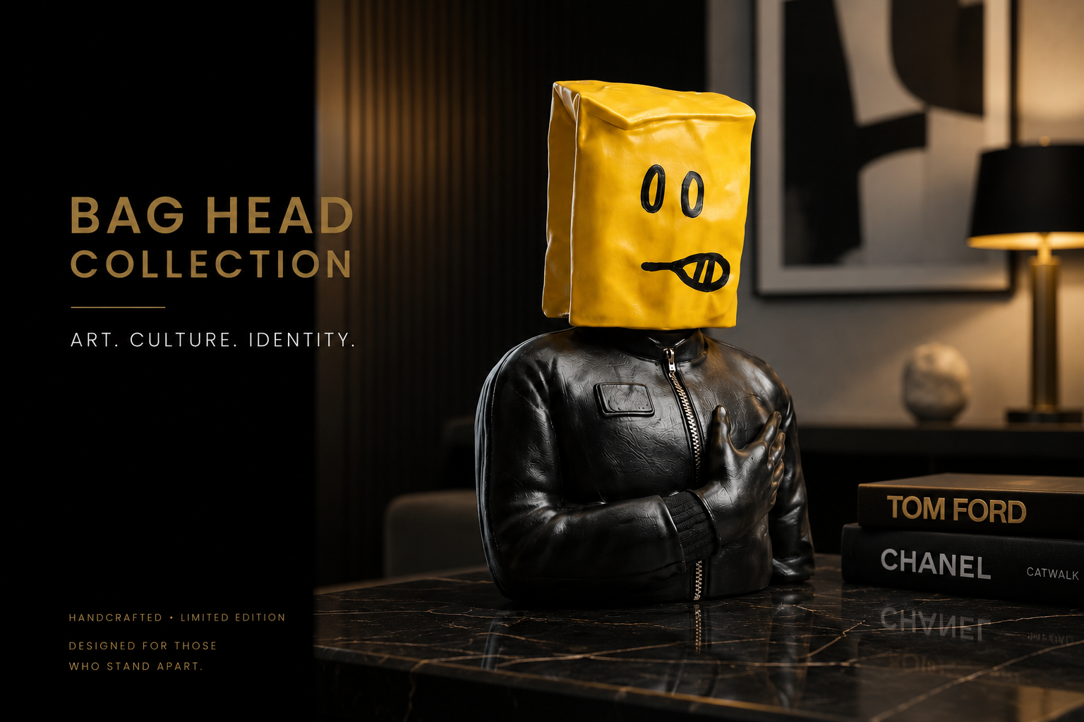 Abstract sculpture of a woman bust from The Gharnish's Enigma collection, modern street art-inspired luxury figurine.