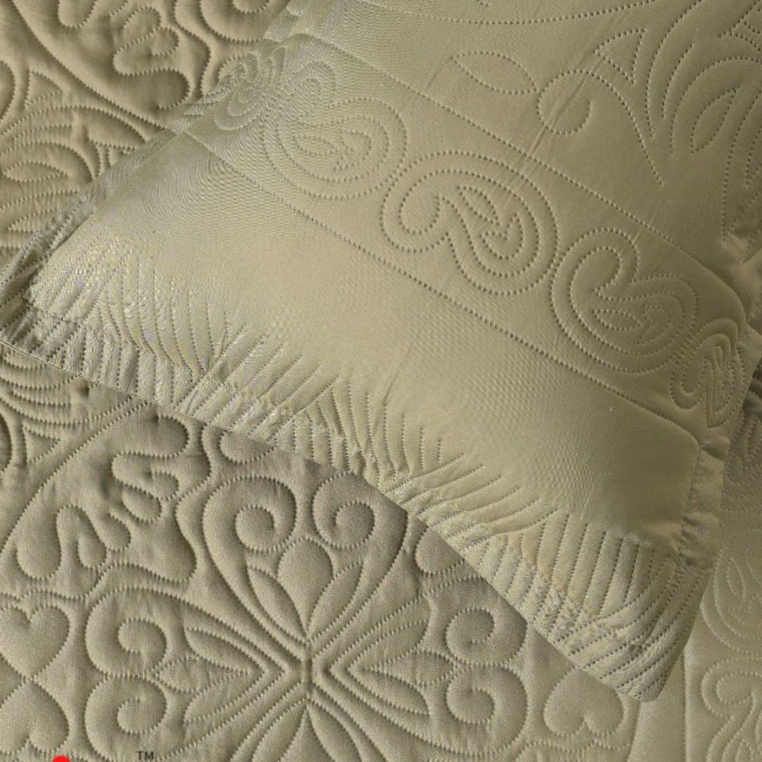 Close-up of beige fabric with intricate patterns