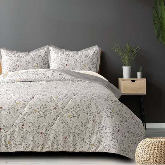 Lilly Floral Print Cotton Quilted 4 Pcs Comforter Set - The Gharnish - A Unit of Satkala Creations