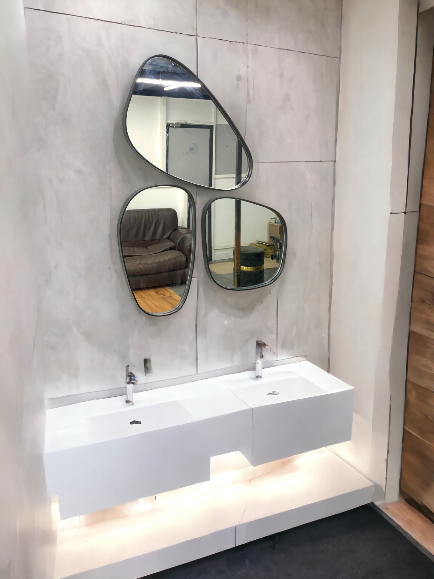 Pebble Luxe Trio Wall Mirror Set - The Gharnish - A Unit of Satkala Creations