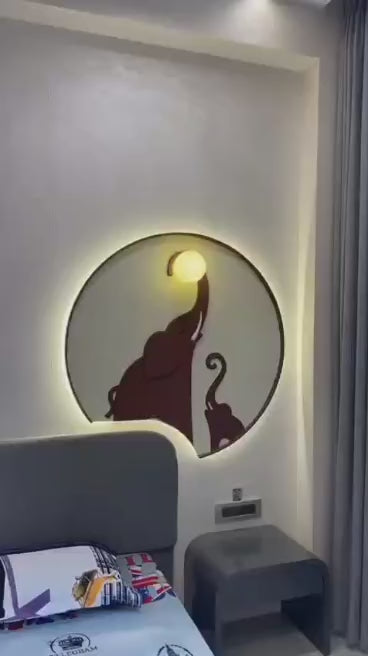 Elephant Family Circle Wall Art
