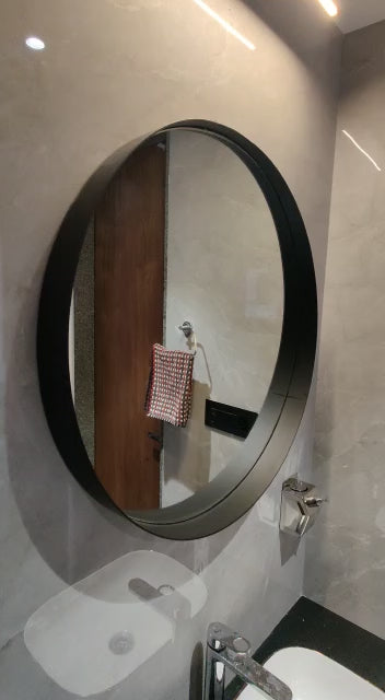 Modern Black Effinito Wall Mirror – Sleek Metal Frame Mirror for Bathroom, Bedroom & Living Room Decor