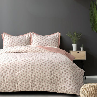 Lilly Floral Print Cotton Quilted 4 Pcs Comforter Set - The Gharnish - A Unit of Satkala Creations
