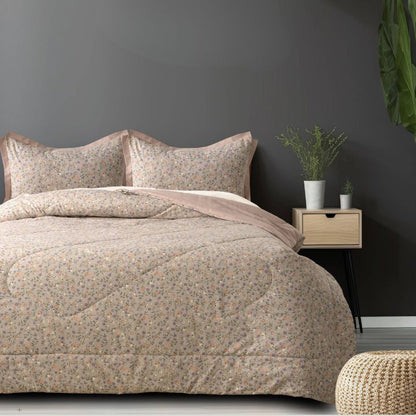 Lilly Floral Print Cotton Quilted 4 Pcs Comforter Set - The Gharnish - A Unit of Satkala Creations