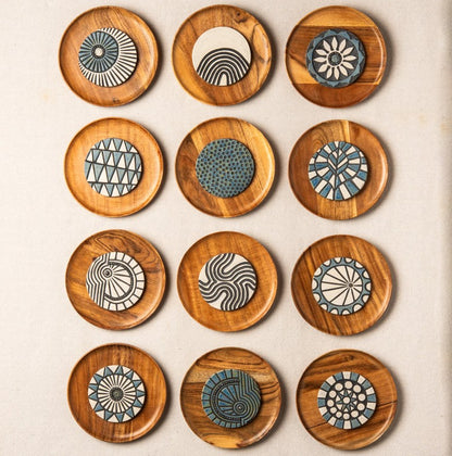 Artisan Carved Wooden Wall Sculpture – Set of 12 Framed Panels | Handcrafted Wall Art Decor - The Gharnish - A Unit of Satkala Creations