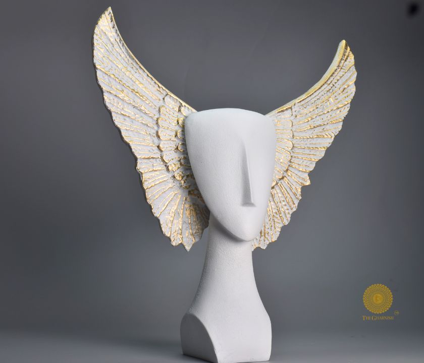 Black abstract flying face statue by The Gharnish, part of Satkala Creations' figurines collection.