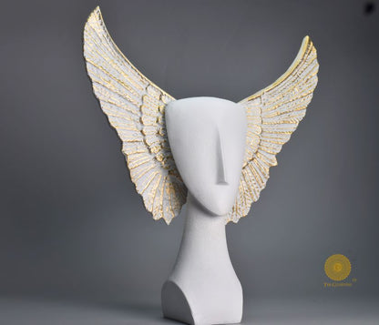 Black abstract flying face statue by The Gharnish, part of Satkala Creations' figurines collection.