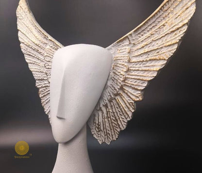 Black Flying Face Statue by The Gharnish, abstract figurine sculpture with a modern, artistic design.