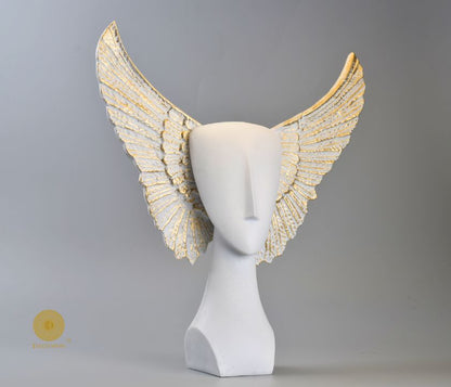 Black abstract flying face statue by The Gharnish, a unique figurine with a modern, artistic design from Satkala Creations.