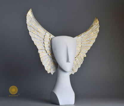 Black Flying Face Statue by The Gharnish, abstract figurine with a modern, artistic design of a flying face sculpture.