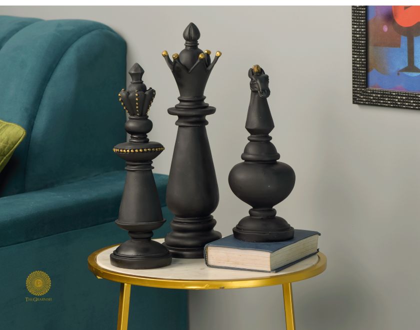 Black abstract chessman artifact by The Gharnish, a unique figurine from Satkala Creations' The Gharnish collection.