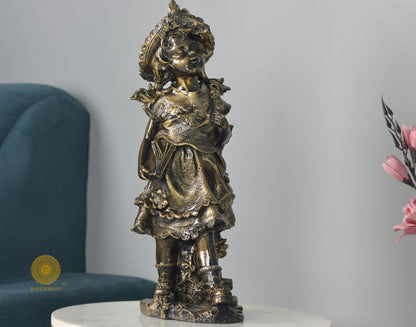 Ancient Antique Girl Statue, abstract figurine by The Gharnish, 6x16 inches, detailed stone-like sculpture showcasing classical artistry.