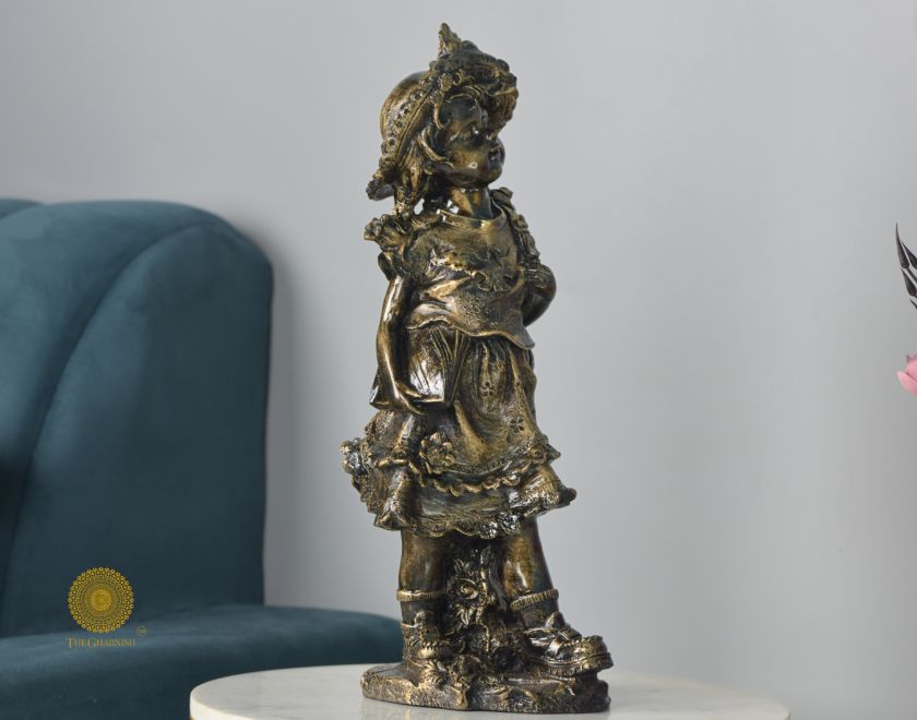 Ancient Antique Girl Statue, 6x16 inches abstract figurine by The Gharnish, showcasing detailed craftsmanship and vintage style.