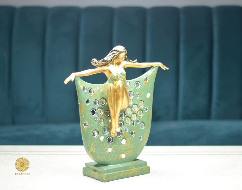 Abstract mirror angel figurine by The Gharnish, a unique decorative showpiece with artistic design from Satkala Creations.