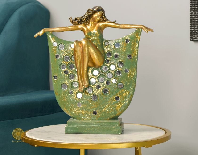 Abstract mirror angel showpiece by The Gharnish, a decorative figurine with artistic design from Satkala Creations.