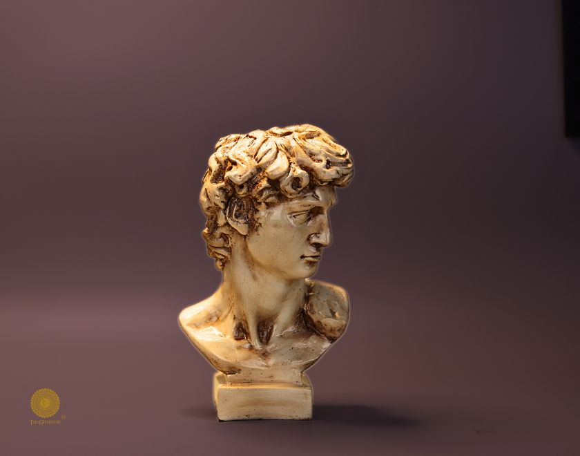 Abstract Roman sculpture by The Gharnish, modern art figurine with natural stone finish, representing contemporary abstract design.