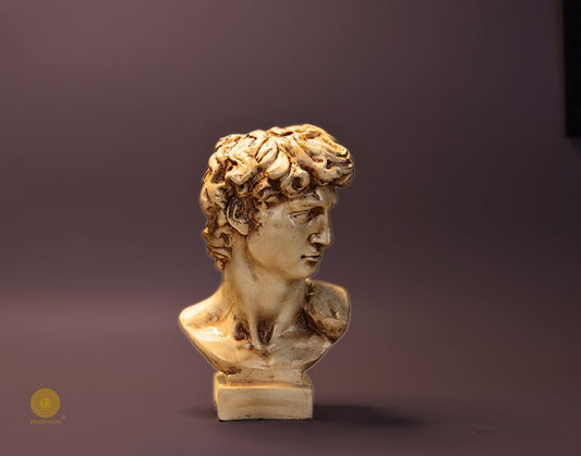 Abstract Roman sculpture by The Gharnish, modern art figurine with natural stone finish, representing contemporary abstract design.