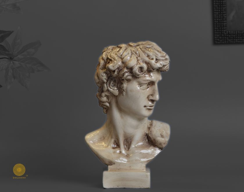 Modern abstract Roman sculpture figurine by The Gharnish, showcasing sleek design and artistic craftsmanship in natural tones.