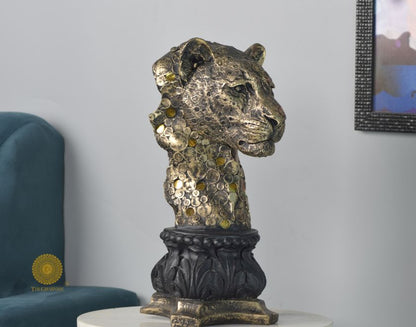 Rustic Antique Tiger Face Statue (7x15 Inches) - The Gharnish - A Unit of Satkala Creations