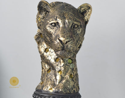 Rustic Antique Tiger Face Statue (7x15 Inches) - The Gharnish - A Unit of Satkala Creations