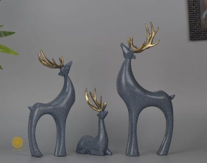 Grey Reindeer Family figurine from The Gharnish animal figurine collection, showcasing a detailed reindeer family sculpture.