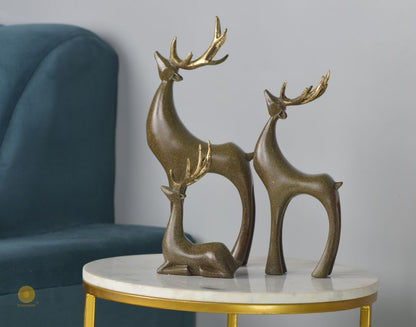 Gray Reindeer Family Figurine from The Gharnish animal figurines collection, showcasing a detailed reindeer family sculpture.