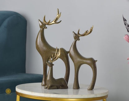 Grey Reindeer Family Figurine from The Gharnish animal figurines collection, showcasing a detailed reindeer family sculpture.
