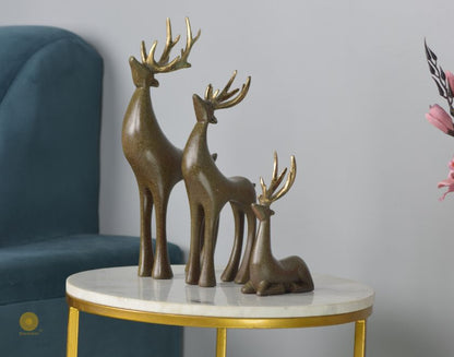Gray reindeer family figurine from The Gharnish animal figurines collection, showcasing a detailed reindeer family display.
