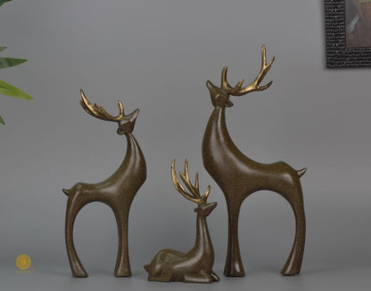 Grey reindeer family figurine from The Gharnish animal figurines collection, showcasing a detailed reindeer family sculpture.