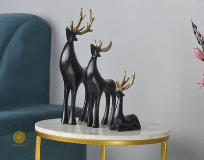 Grey Reindeer Family Figurine from The Gharnish animal figurines collection, showcasing a detailed reindeer family sculpture.